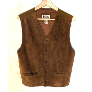 Falls Creek Genuine Leather Suede Women's Brown Vest Size M Pockets